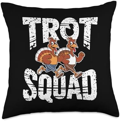 Trot Squad, Friendsgiving Squad Running Thanksgiving Throw Pillow by HadleyDesigns