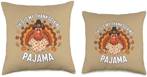 This is My Thanksgiving Pajama, Funny Dad Family Holiday PJ Throw Pillow - Image 3