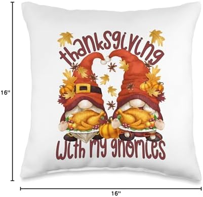 Funny Autumn Fall Gnomes Couple Thanksgiving With My Gnomies Throw Pillow - Image 4