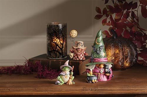 Enesco Jim Shore Heartwood Creek Halloween Werewolf with Moon and Skull Basket Figurine- Resin Hand Painted Crafted Collectible Decorative Figurines Home Decor Sculpture Shelf Statue Gift, 5.1 Inch