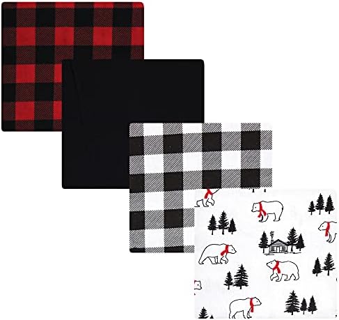 Hudson Baby Unisex Baby Cotton Flannel Receiving Blankets, Buffalo Plaid Bear, One Size by HudsonBaby