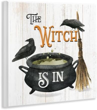 Witch Cauldron Crows Halloween, 12 x 12 Inch Mounted Print on Wall Plaque