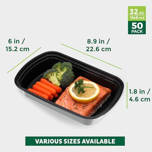 Freshware Meal Prep Containers [50 Pack] 32 oz Food Containers with Lids - Image 4