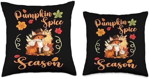 Fox Fall Thanksgiving Pumkin Spice Season Throw Pillow - Image 3