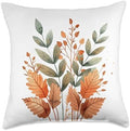 Autumn Leaves Fall Decor Thanksgiving Season Watercolor Throw Pillow by Unknown