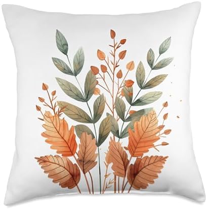 Autumn Leaves Fall Decor Thanksgiving Season Watercolor Throw Pillow by Unknown