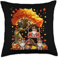 Three Cute Australian Shepherds Under Fall Tree Thanksgiving Throw Pillow by Unknown
