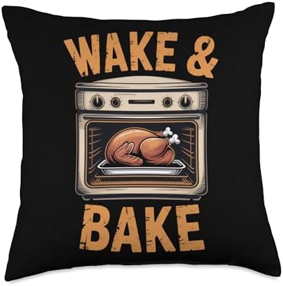 Wake & Bake | Thanksgiving Chefs | Humorous Cooking Apparel Throw Pillow by Unknown