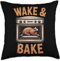 Wake & Bake | Thanksgiving Chefs | Humorous Cooking Apparel Throw Pillow by Unknown