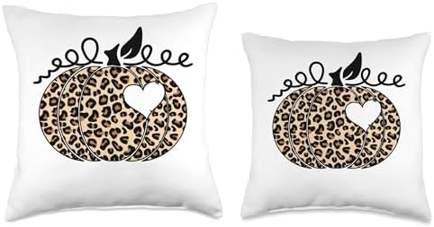 Irreverent Tees Pumpkin Leopard Print-Cute Thanksgiving, Halloween, Fall Throw Pillow, 16x16, Multicolor - Image 3