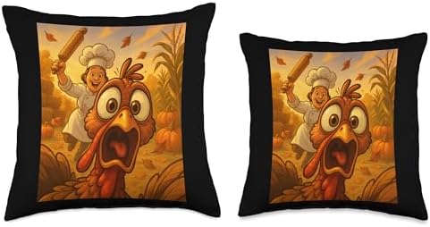 Funny Turkey Escape for a Happy Thanksgiving Day Throw Pillow - Image 3