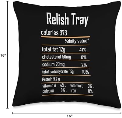 nutrition facts for thanksgiving lovers Relish Tray Nutrition Facts for Thanksgiving Christmas Food Throw Pillow, 16x16, Multicolor - Image 4