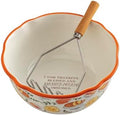 Mud Pie Thanksgiving Mashed Potato Bowl with Masher, Yam Serving Bowl Set by MudPie