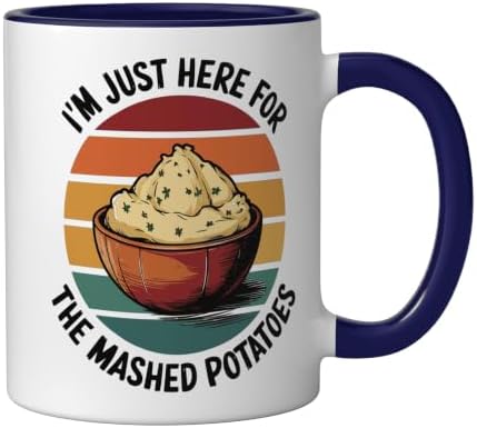 I'm Just Here For The Mashed Potatoes Ceramic Mug, Dark Blue/White, 11oz - Image 2