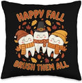 Happy Fall Brush Them All Teeth Dentist Thanksgiving Design Throw Pillow by Unknown