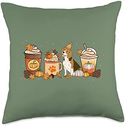 Beagle Coffee Pumpkin Spice Dog Lovers Fall Thanksgiving Throw Pillow by Unknown