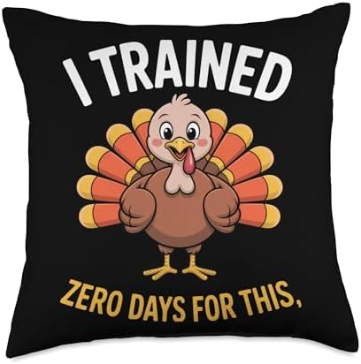 I Trained Zero Days Funny Turkey Thanksgiving Costume Throw Pillow by Unknown