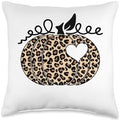 Irreverent Tees Pumpkin Leopard Print-Cute Thanksgiving, Halloween, Fall Throw Pillow, 16x16, Multicolor by Unknown