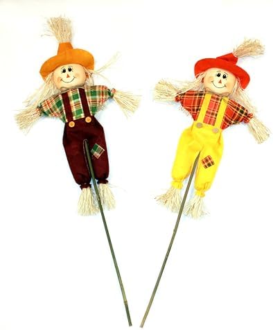 Worth Imports 15" Harvest Scarecrow on 9" Pick, Set of 6 by Worth+Imports