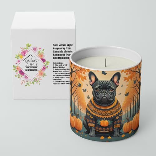 Caroline's Treasures DAC1045CDL Black French Bulldog Fall Decorative Soy Candle Nature Soy Wax Essential Oil Home Decor Ideal for Bedroom Kitchen Bath Office Gift, 10 oz - Image 2