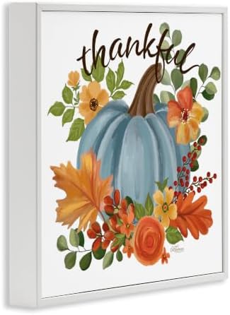 Autumnal Thankful Pumpkin Floral, 17 x 17 Inch Framed Giclée Print - Image 2