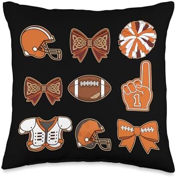 Thanksgiving Fall Game Day Coquette Bow Football for Women Throw Pillow by Unknown