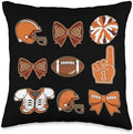 Thanksgiving Fall Game Day Coquette Bow Football for Women Throw Pillow by Unknown