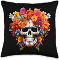KIM101DESIGN THANKSGIVING DAY OF DEAD Dead Flower Sugar Skull Dia DE Los Muertos Mexico Day Throw Pillow, 16x16, Multicolor by Unknown