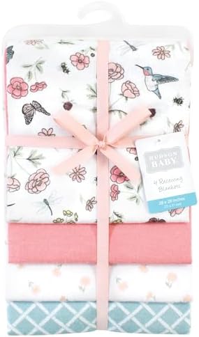 Hudson Baby Unisex Baby Cotton Poly Flannel Receiving Blankets, Hummingbird Garden, One Size - Image 2