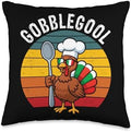 Gobblegool Funny Thanksgiving Chef Turkey Humor Food Lover Throw Pillow by Unknown
