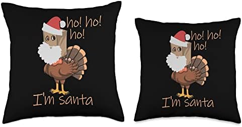 Ho Ho Ho I'm Santa Funny Thanksgiving Turkey Disguise Throw Pillow - Image 3