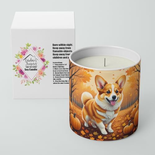 Caroline's Treasures DAC1040CDL Corgi Fall Decorative Soy Candle Nature Soy Wax Essential Oil Home Decor Ideal for Bedroom Kitchen Bath Office Gift, 10 oz - Image 2