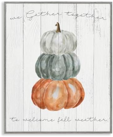 Pumpkins Gather Together Fall, 11 x 14 Inch Framed Giclée Print by StupellIndustries