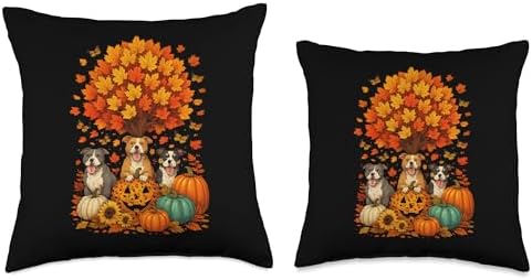 Thanksgiving Fall Pitbull Dog Leaf Fall Tree It's Fall Y'all Throw Pillow - Image 3