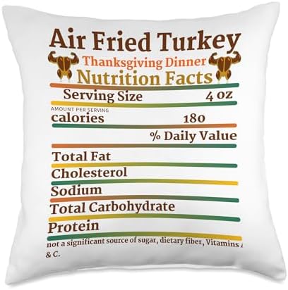 Air Fried Turkey Thanksgiving Nutrition Facts Favorite Foods Throw Pillow by Unknown