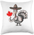 Happy Canadian Thanksgiving Funny Turkey Graphic Canada Flag Throw Pillow by Unknown