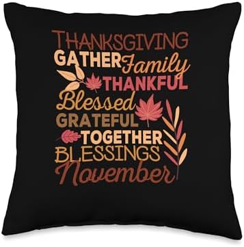 Pilgrim Costume Turkey Meat Thanksgiving Shirt Thankful Blessings Thanksgiving Family Funny Holiday Autumn Throw Pillow, 16x16, Multicolor by Unknown
