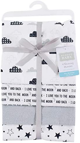 Hudson Baby Unisex Baby Cotton Flannel Receiving Blankets, Moon And Back, One Size - Image 2