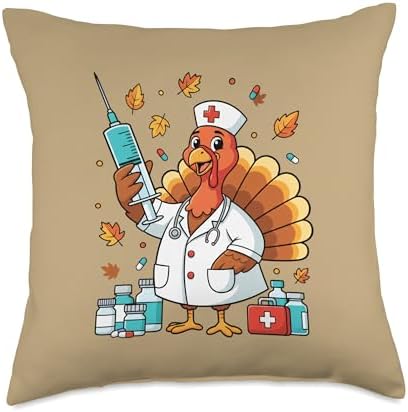 Nurse Turkey Happy Thanksgiving - Healthcare Heroes Holiday Throw Pillow by Unknown