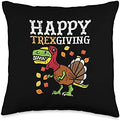 Happy Trexgiving Dino Turkey Toddler Boys Thanksgiving Kids Throw Pillow by Unknown