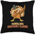 Thanksgiving Holiday Gifts and Designs Dabbing Turkey Grocery Clerk Funny Thanksgiving Throw Pillow, 16x16, Multicolor by Unknown
