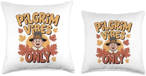 Pilgrim Vibes Only Thanksgiving Fall Throw Pillow - Image 3
