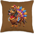 Dachshund Turkey Funny Thanksgiving Animal Dog Pet Canine Throw Pillow by Unknown
