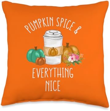 Pumpkin Spice Makes Me Nice Mommy and Me Mom Baby Fall Throw Pillow by Unknown
