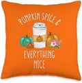 Pumpkin Spice Makes Me Nice Mommy and Me Mom Baby Fall Throw Pillow by Unknown