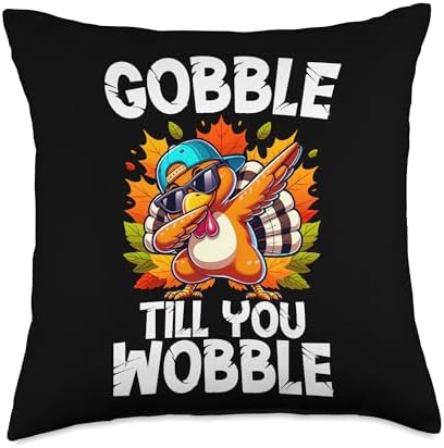 Gobble Till You Wobble Funny Thanksgiving Family Matching Throw Pillow by Unknown