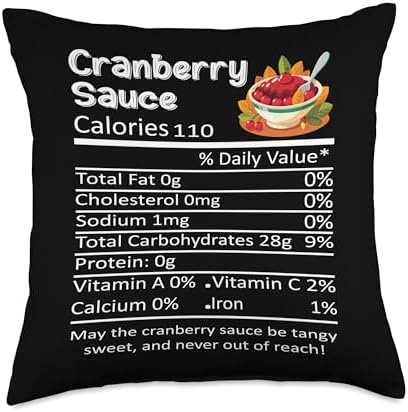 Thanksgiving Christmas Cranberry Sauce Nutritional Facts Throw Pillow by Unknown