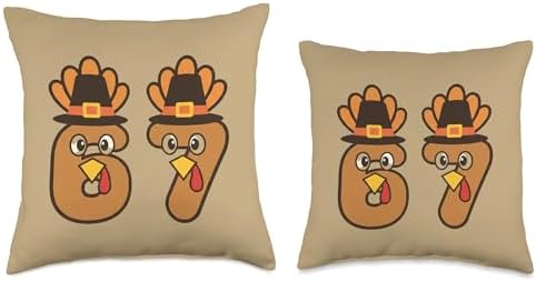 Funny 67 Turkey Thanksgiving Design - Cute 6 & 7 Turkey Num Throw Pillow - Image 3