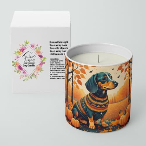 Caroline's Treasures DAC1042CDL Dachshund Fall Decorative Soy Candle Nature Soy Wax Essential Oil Home Decor Ideal for Bedroom Kitchen Bath Office Gift, 10 oz - Image 2