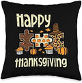 Happy Thanksgiving Autism Puzzle Leopard Women Girls Kids Throw Pillow by Unknown